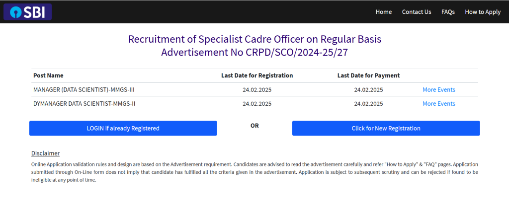 SBI Bank SO Recruitment